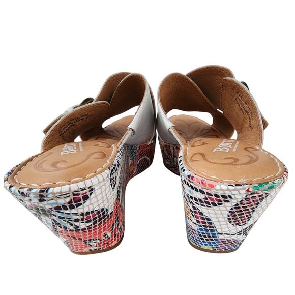 Born Curstyn White Leather Floral Wedge Sandals 7M Comfort Hippie Summergirl - Picture 6 of 9
